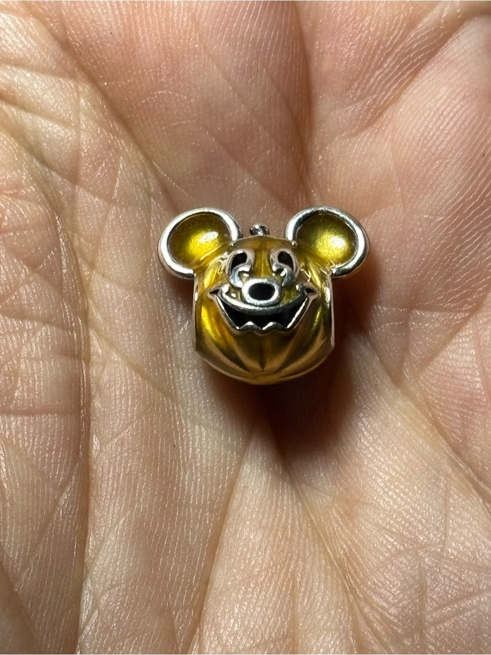 Mickey Pumpkin Charm fits any standard size bracelet not Pandora